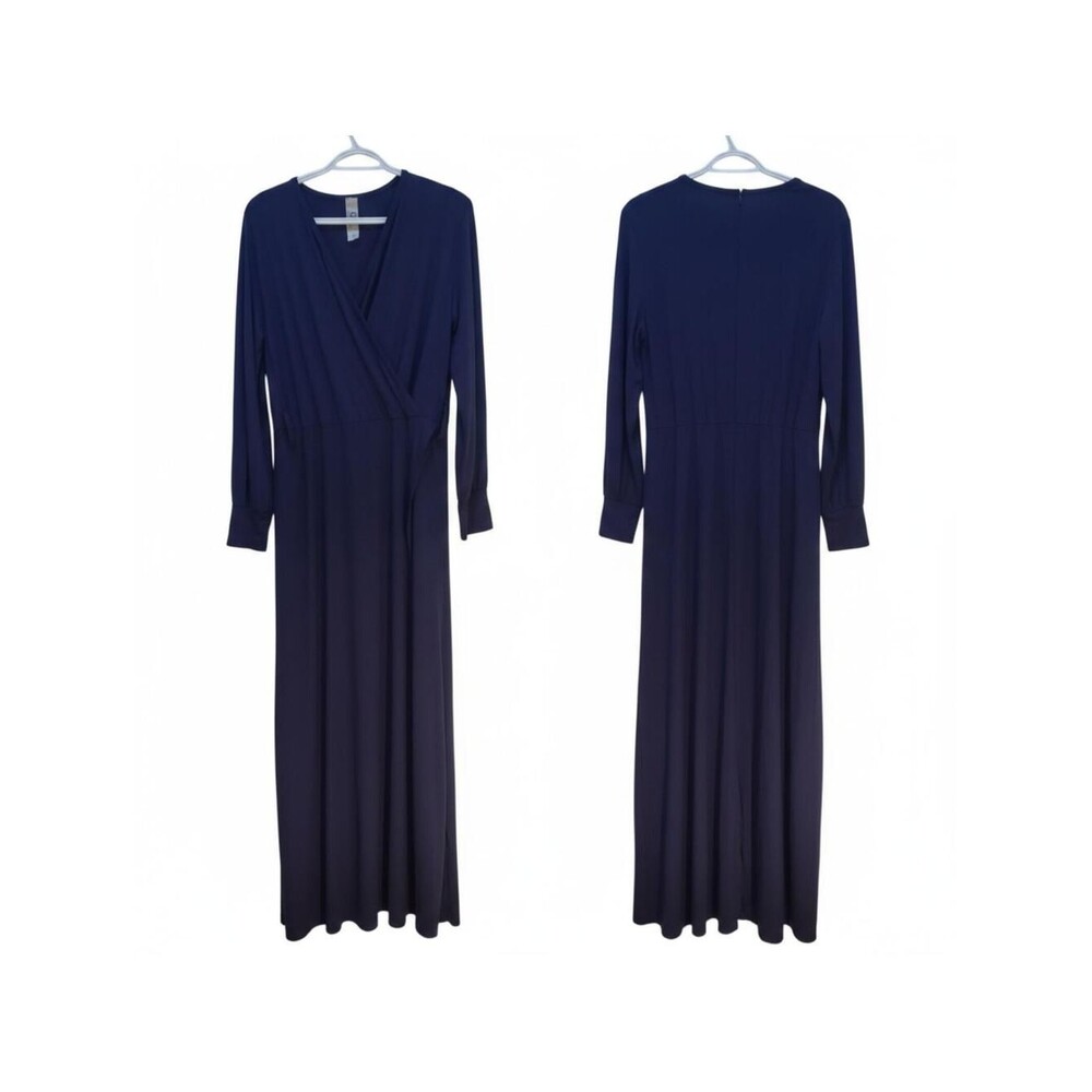 Maxi Dress Long Sleeve Wrap Front Casual Comfortable Dress
